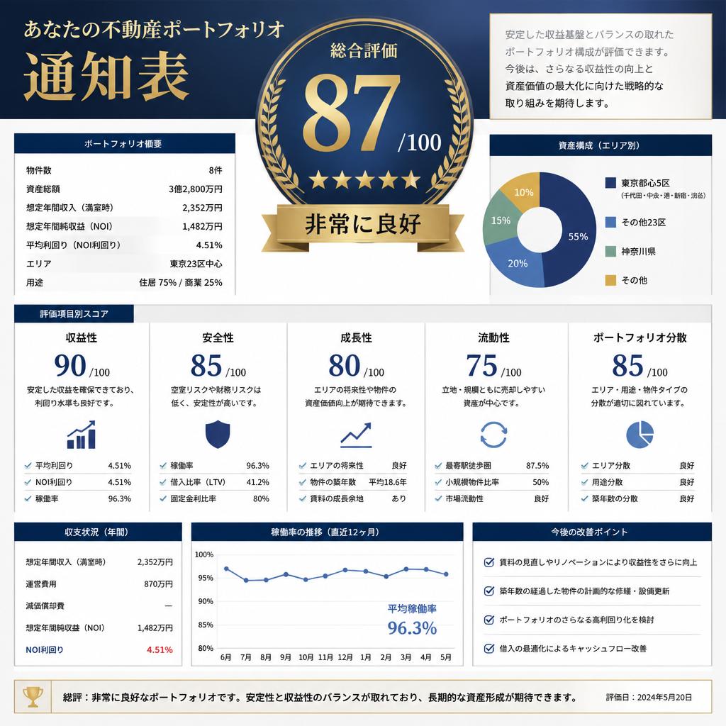 あなたの不動産ポートフォリオ、通知表をつけると何点？